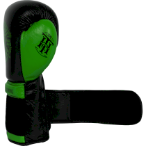 Боксерские перчатки Hardcore Training Premium Black/Green 16унц. зеленый