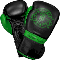 Боксерские перчатки Hardcore Training Premium Black/Green 18унц. зеленый